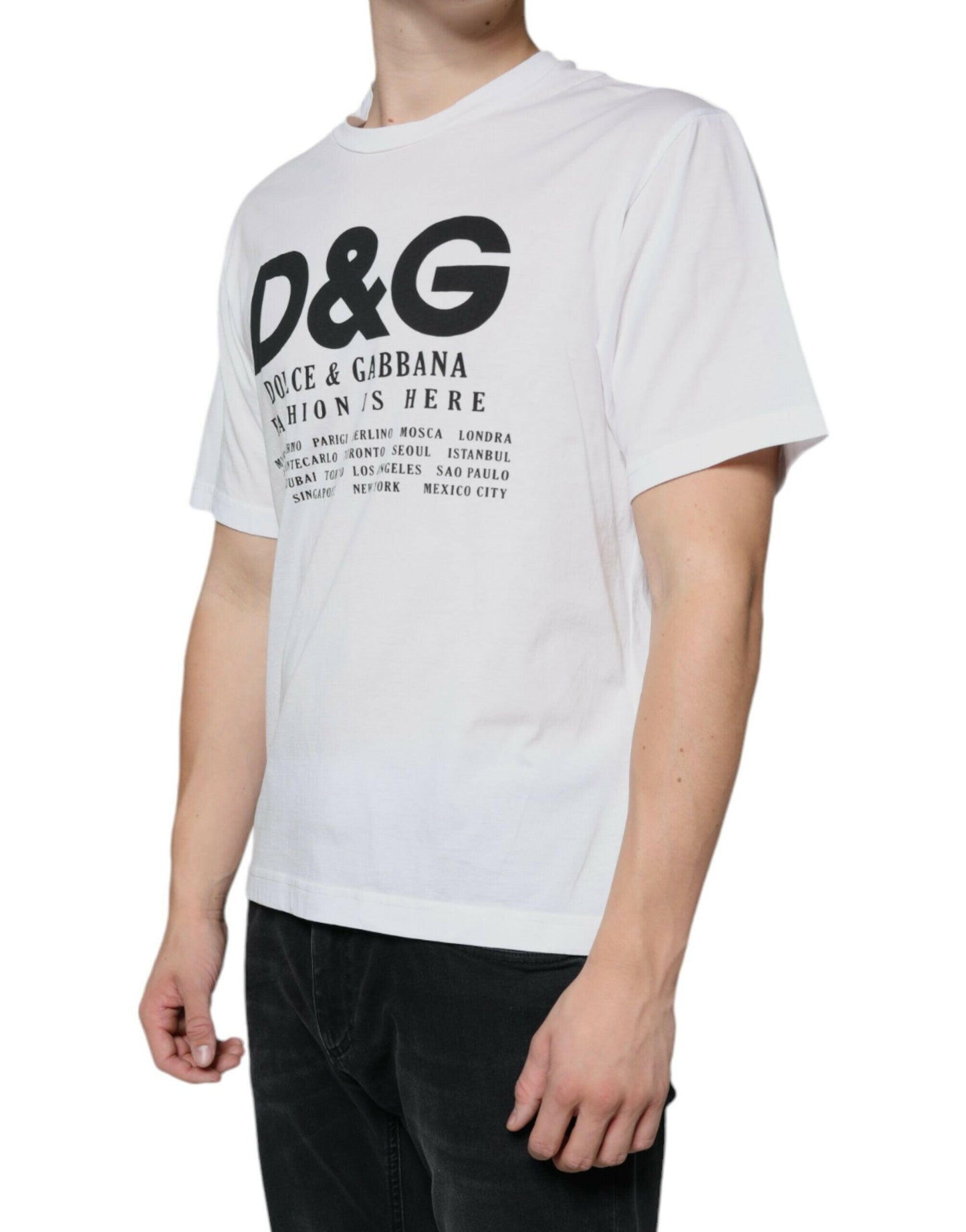 Dolce &amp; Gabbana – Lässiges T-Shirt aus weißer Baumwolle mit DG-Logo-Print