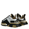 Dolce &amp; Gabbana Weißgold Schwarz Leder SUPER KING Sneakers Schuhe