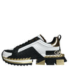 Dolce &amp; Gabbana Weißgold Schwarz Leder SUPER KING Sneakers Schuhe