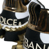 Dolce &amp; Gabbana Weißgold Schwarz Leder SUPER KING Sneakers Schuhe