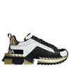 Dolce &amp; Gabbana Weißgold Schwarz Leder SUPER KING Sneakers Schuhe