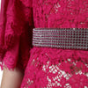 Dolce & Gabbana Pink Lace Crystal Sheath Long Gown Dress