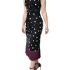 Dolce & Gabbana Black Silk Polka Dot Vneck Tassel Midi Dress