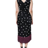 Dolce & Gabbana Black Silk Polka Dot Vneck Tassel Midi Dress