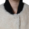 Burberry White WARRENFORD Shearling Leather Vest Coat Jacket