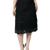 Dolce & Gabbana Black Floral Lace High Waist Pencil Cut Skirt