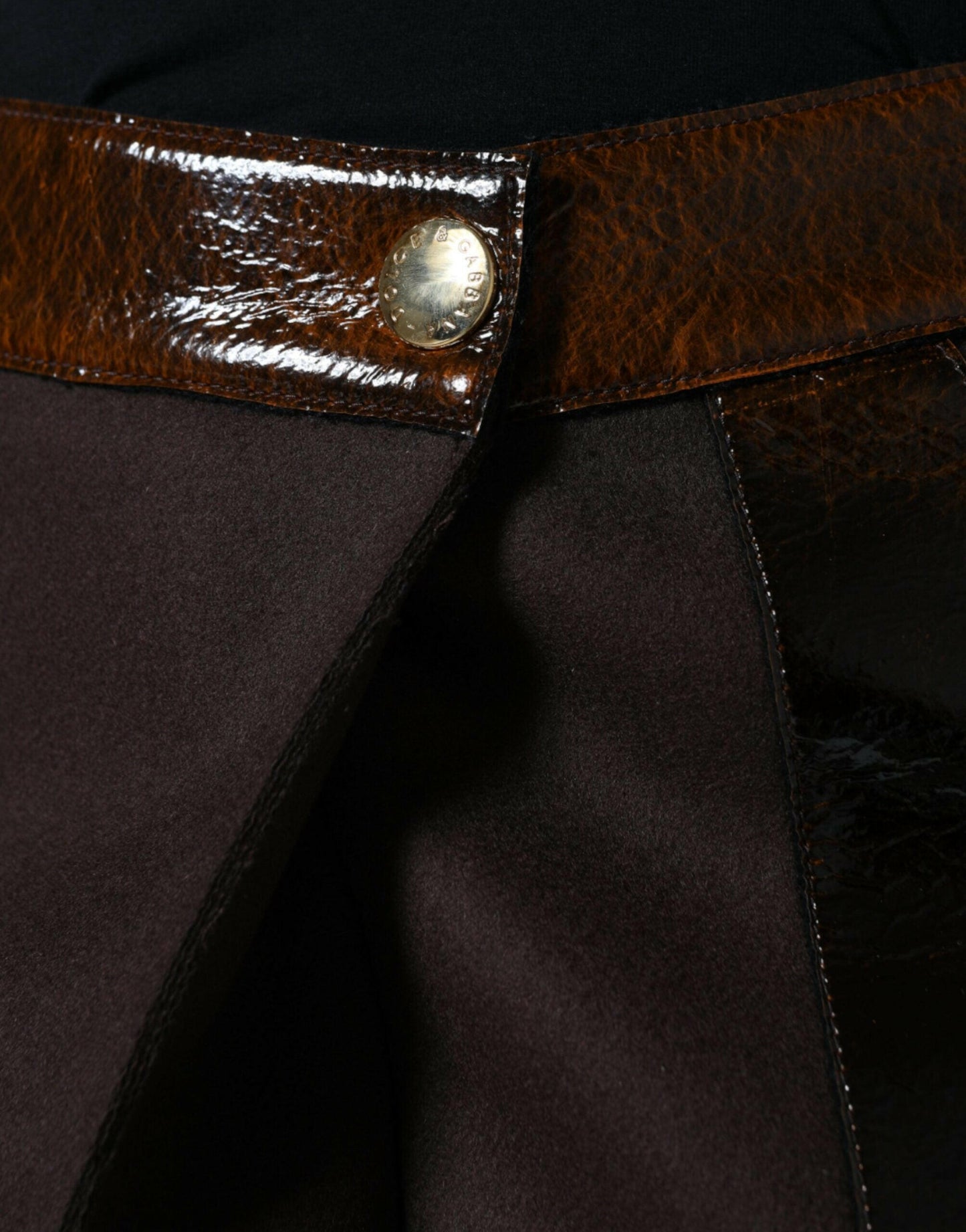 Mini-jupe trapèze taille moyenne en laine vierge marron Dolce &amp; Gabbana