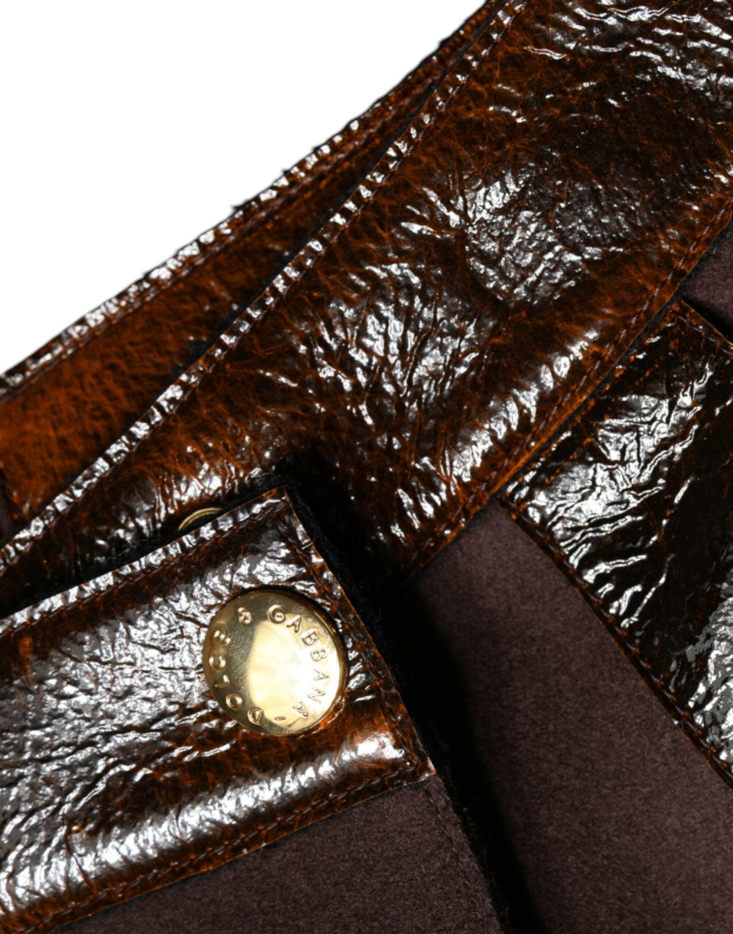 Mini-jupe trapèze taille moyenne en laine vierge marron Dolce &amp; Gabbana