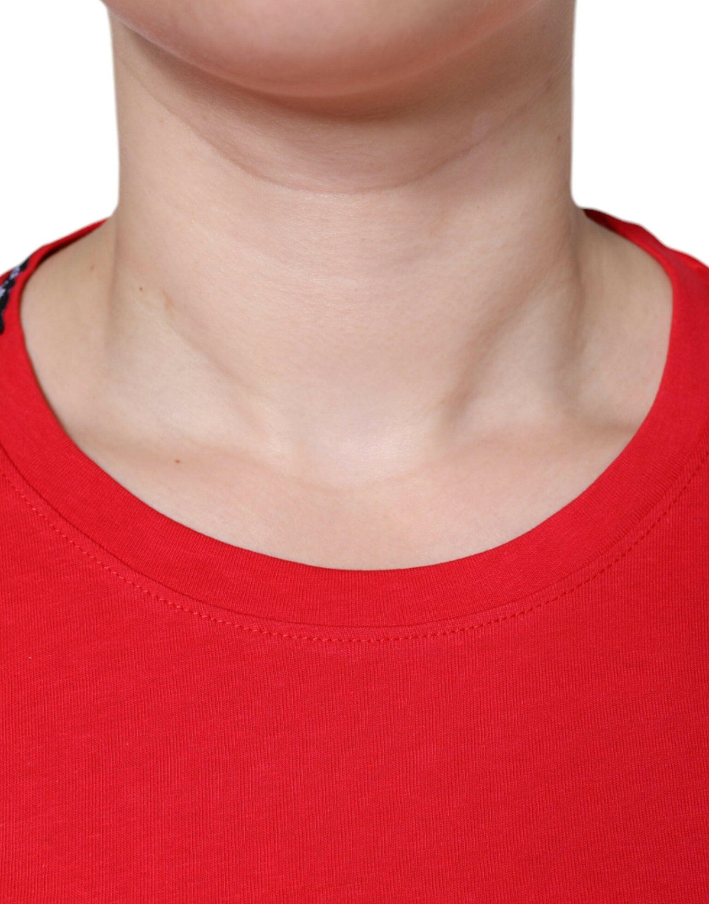 Dolce &amp; Gabbana – Rotes T-Shirt aus Baumwolle mit Rundhalsausschnitt und kurzen Ärmeln