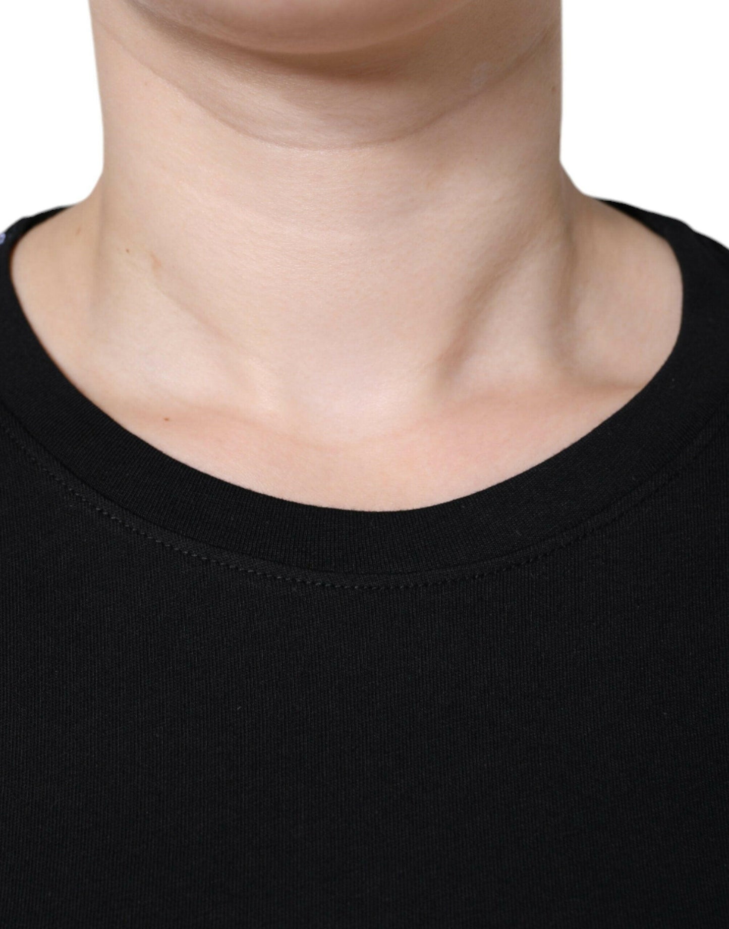 Dolce &amp; Gabbana – Schwarzes, kurzärmliges T-Shirt aus Baumwolle mit Rundhalsausschnitt