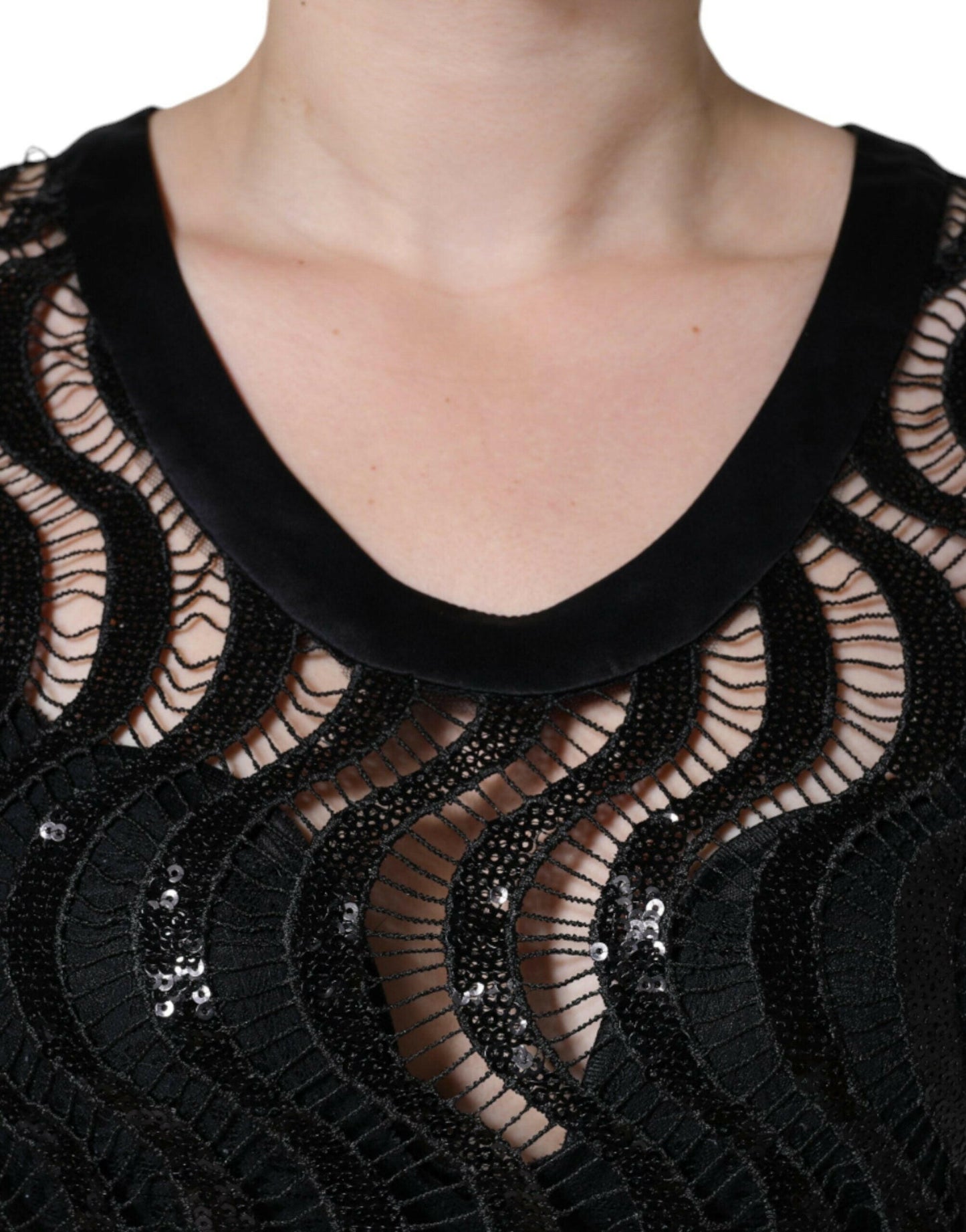 Chemisier débardeur sans manches à sequins noirs Dolce &amp; Gabbana