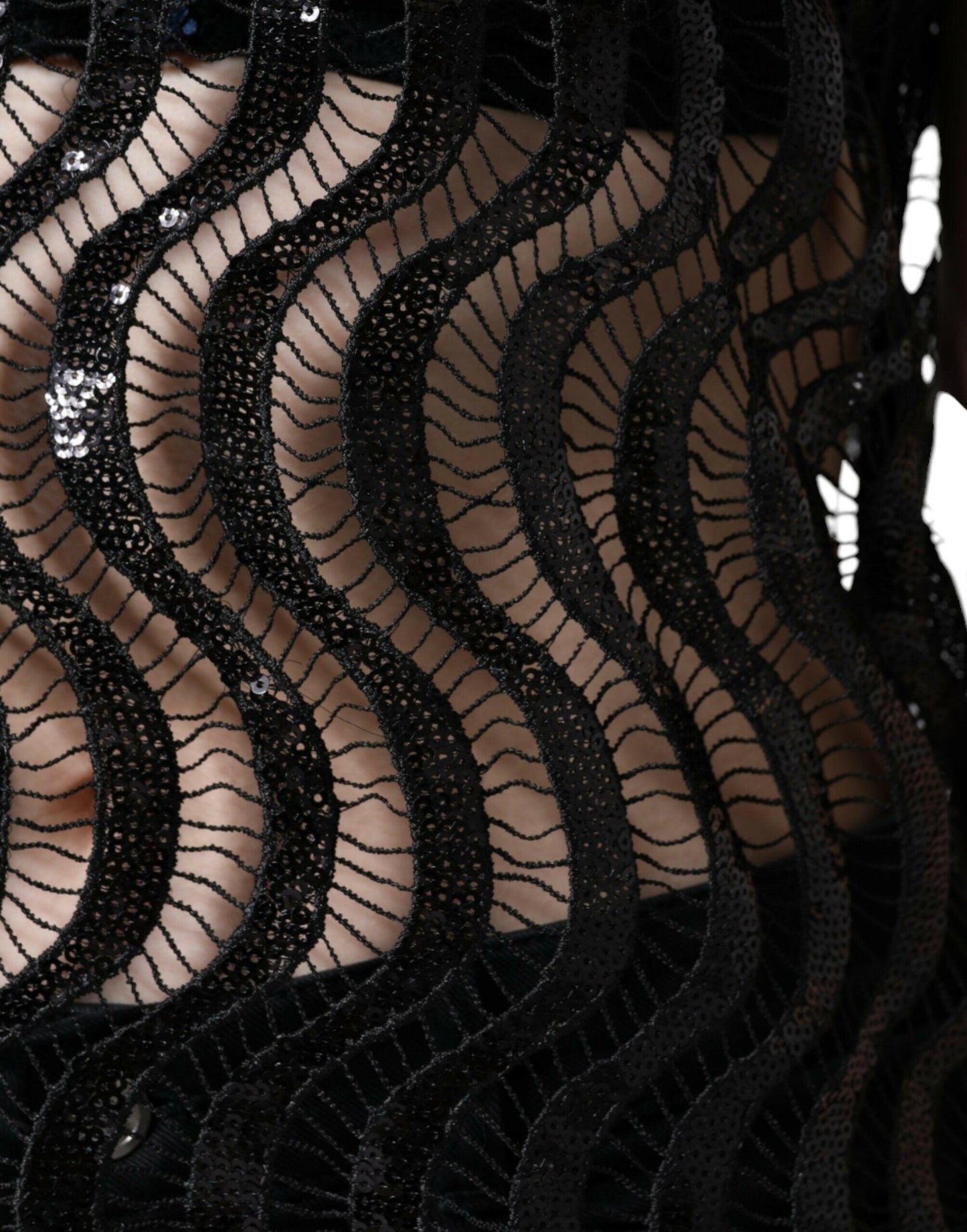 Chemisier débardeur sans manches à sequins noirs Dolce &amp; Gabbana