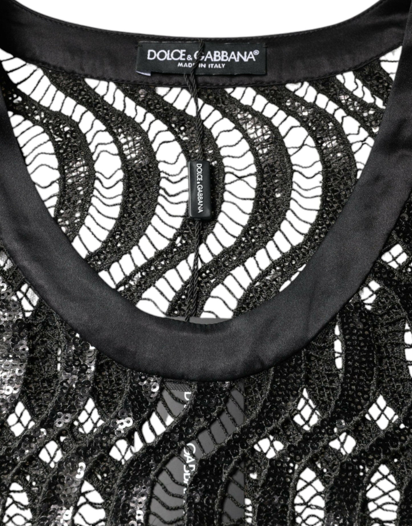 Chemisier débardeur sans manches à sequins noirs Dolce &amp; Gabbana