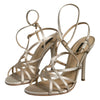 Dolce &amp; Gabbana Beige Leder Stiletto Heels Sandalen Schuhe
