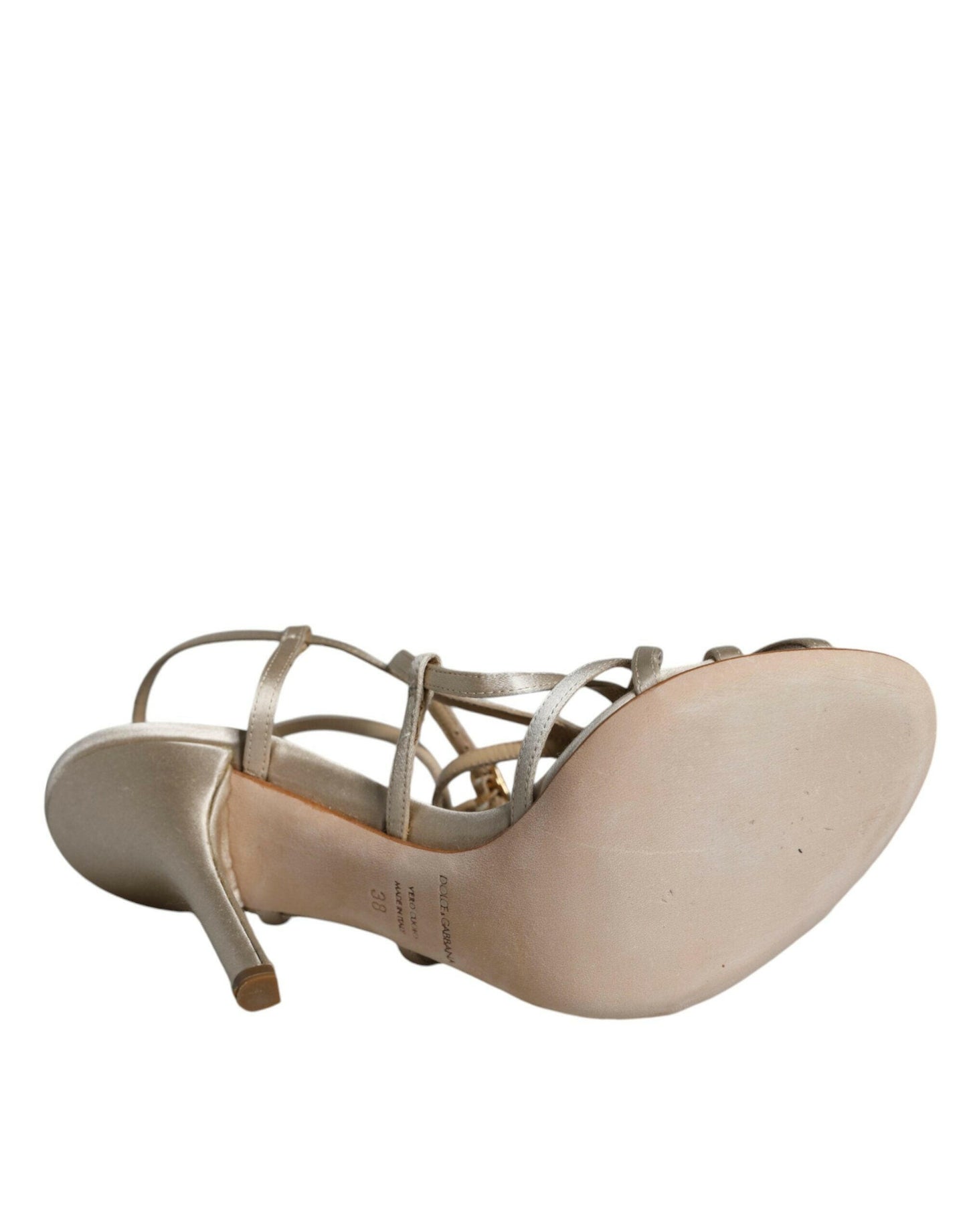 Dolce &amp; Gabbana Beige Leder Stiletto Heels Sandalen Schuhe