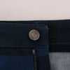 Dolce &amp; Gabbana Blauer kurzer gestreifter Mini-Jeansrock