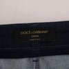 Dolce &amp; Gabbana Blauer kurzer gestreifter Mini-Jeansrock