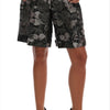 Dolce & Gabbana Gray Floral Brocade High Waist Shorts