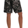 Dolce & Gabbana Gray Floral Brocade High Waist Shorts