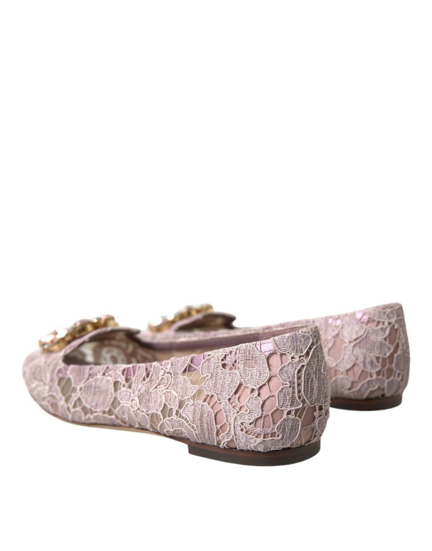 Dolce &amp; Gabbana Rosa Spitze Kristall Ballerinas Loafer Schuhe