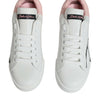 Dolce & Gabbana White Pink Portofino Low Top Sneakers Shoes