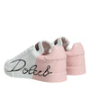 Dolce & Gabbana White Pink Portofino Low Top Sneakers Shoes