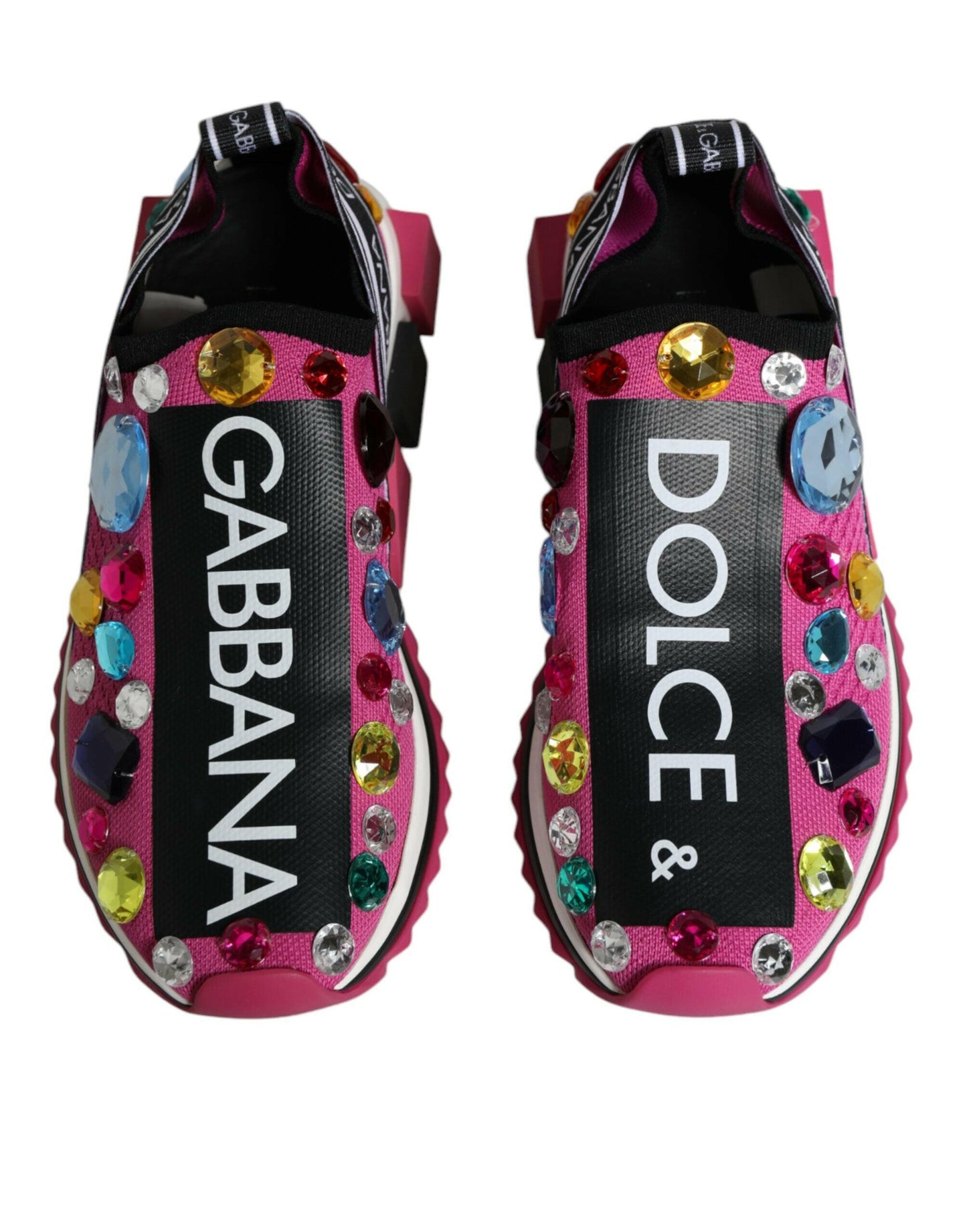 Dolce &amp; Gabbana Pink Sorrento Kristalle Low Top Sneakers Schuhe