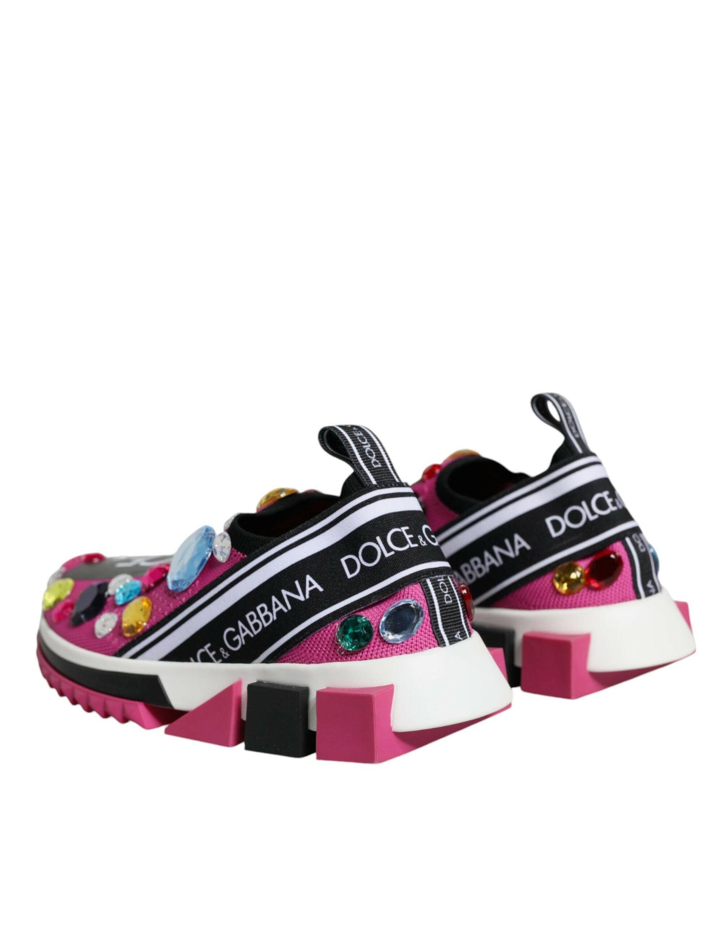 Dolce &amp; Gabbana Pink Sorrento Kristalle Low Top Sneakers Schuhe