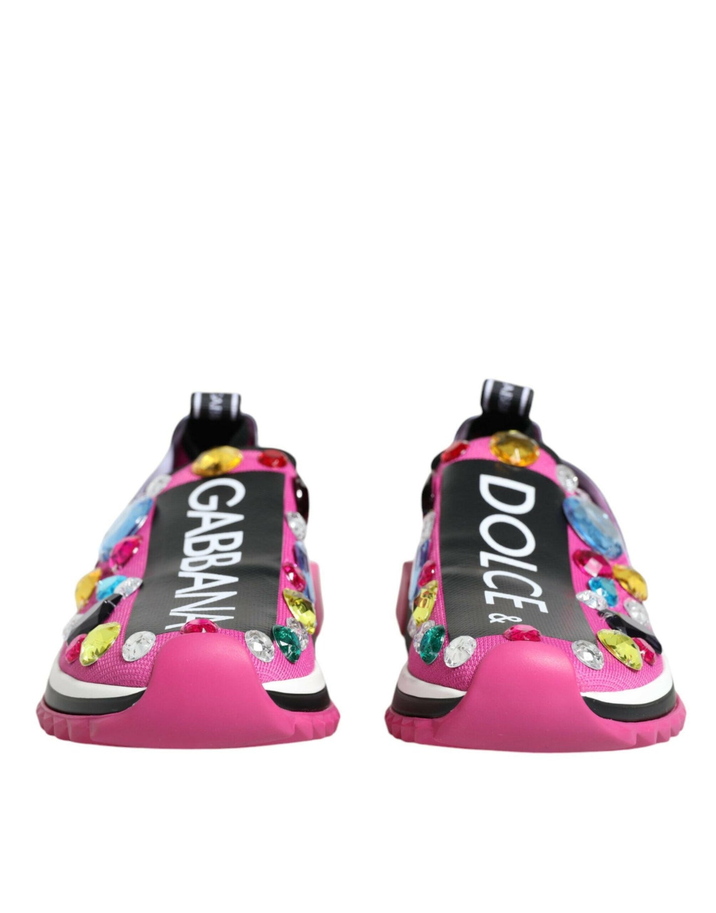 Dolce &amp; Gabbana Pink Sorrento Kristalle Low Top Sneakers Schuhe