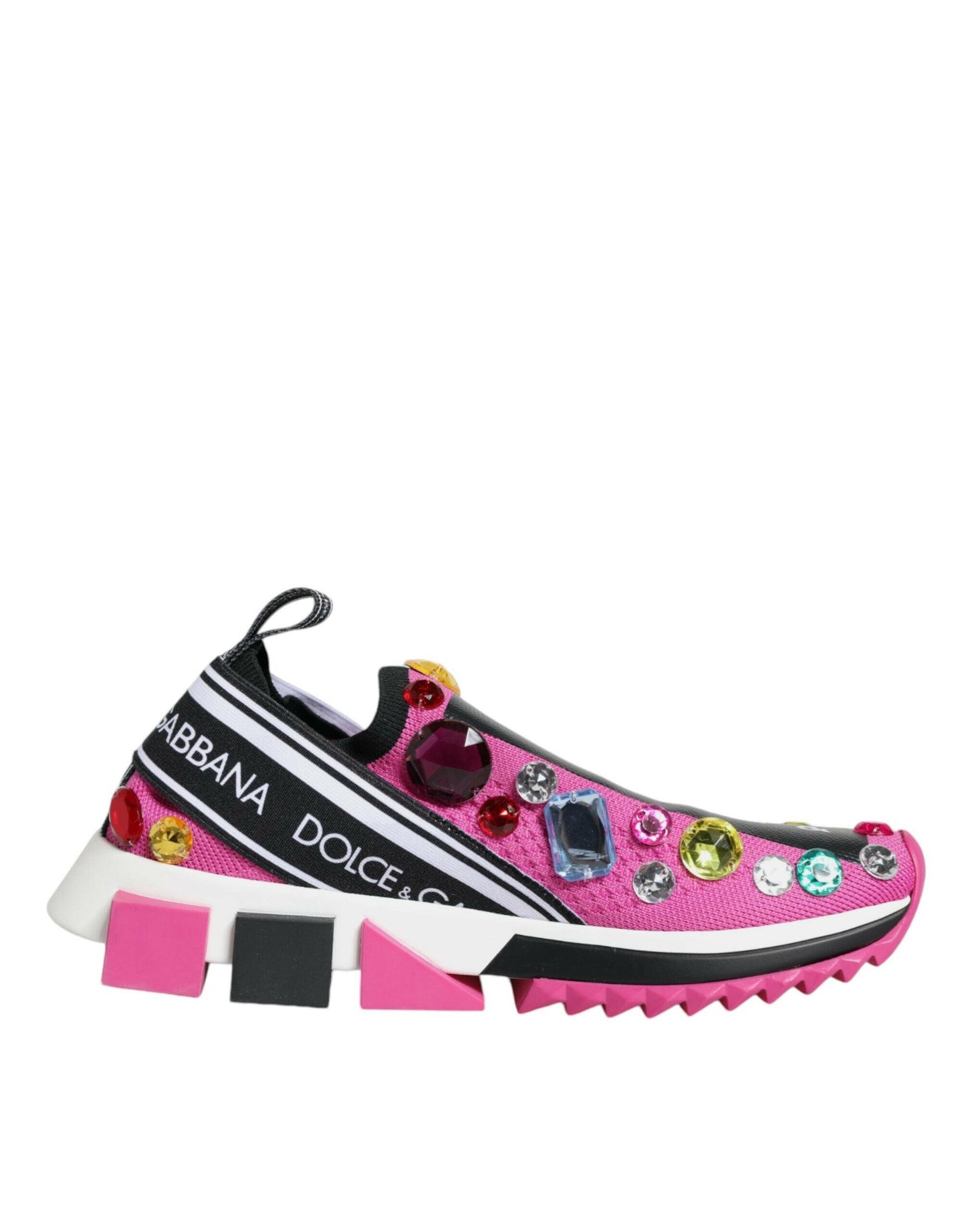 Dolce &amp; Gabbana Pink Sorrento Kristalle Low Top Sneakers Schuhe