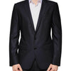 Blazer-manteau simple boutonnage en laine bleu foncé Dolce &amp; Gabbana
