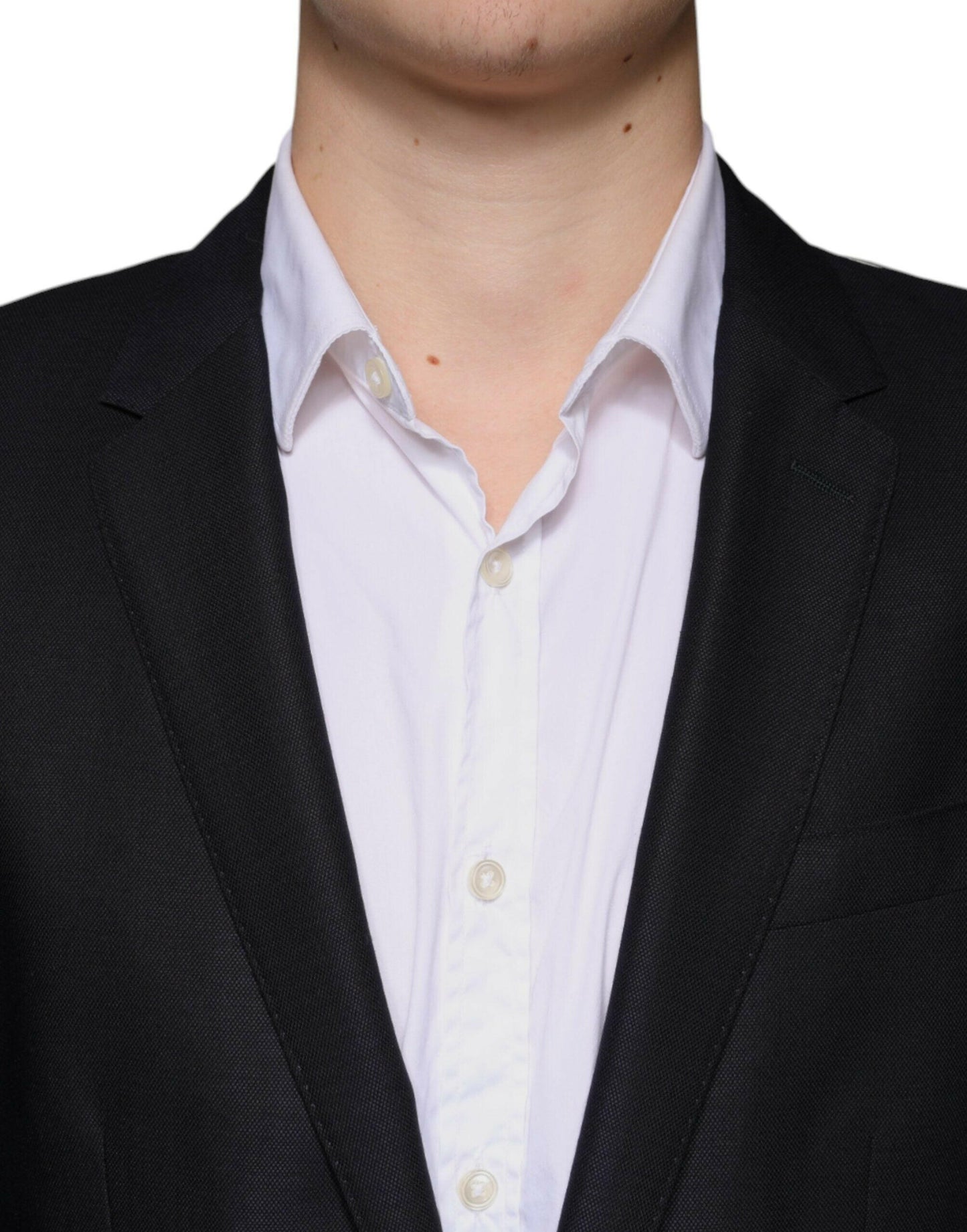 Blazer-manteau simple boutonnage en laine bleu foncé Dolce &amp; Gabbana