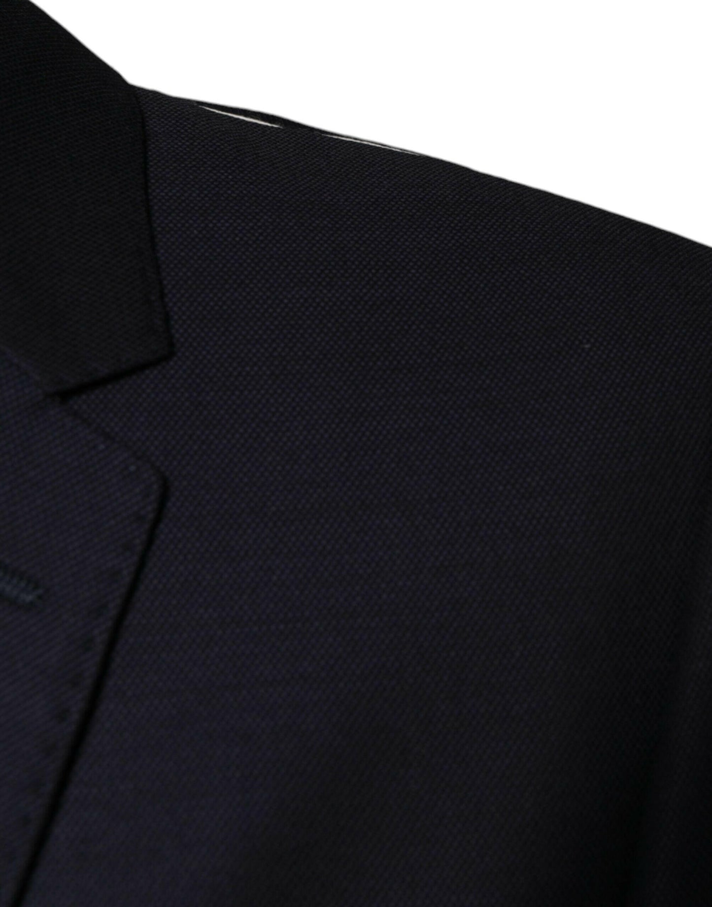 Blazer-manteau simple boutonnage en laine bleu foncé Dolce &amp; Gabbana