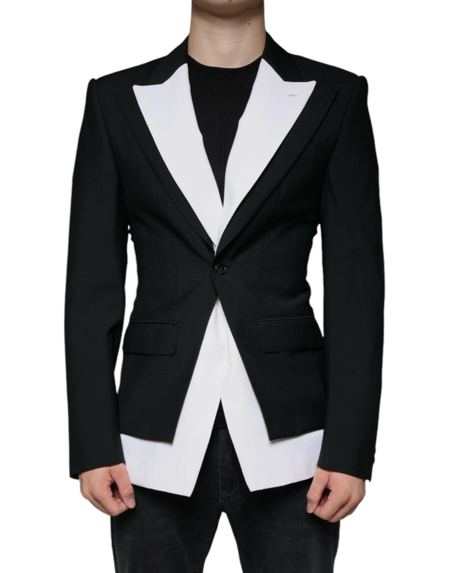 Dolce &amp; Gabbana – Einreihiger Blazer in Schwarz und Weiß