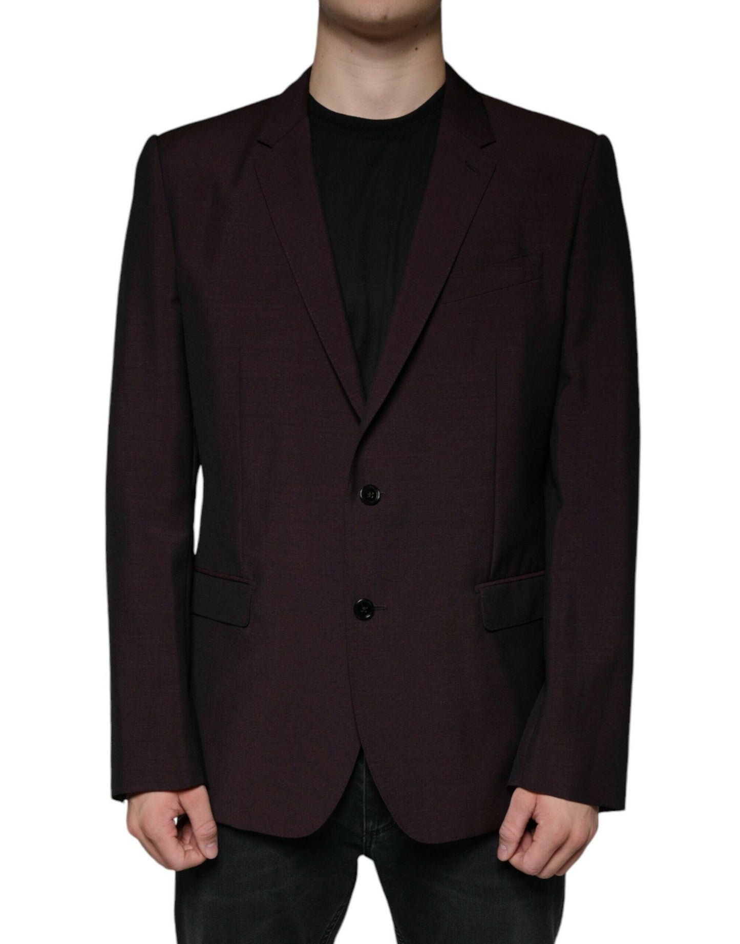 Dolce &amp; Gabbana – Einreihiger Blazer aus Wolle in Bordeaux
