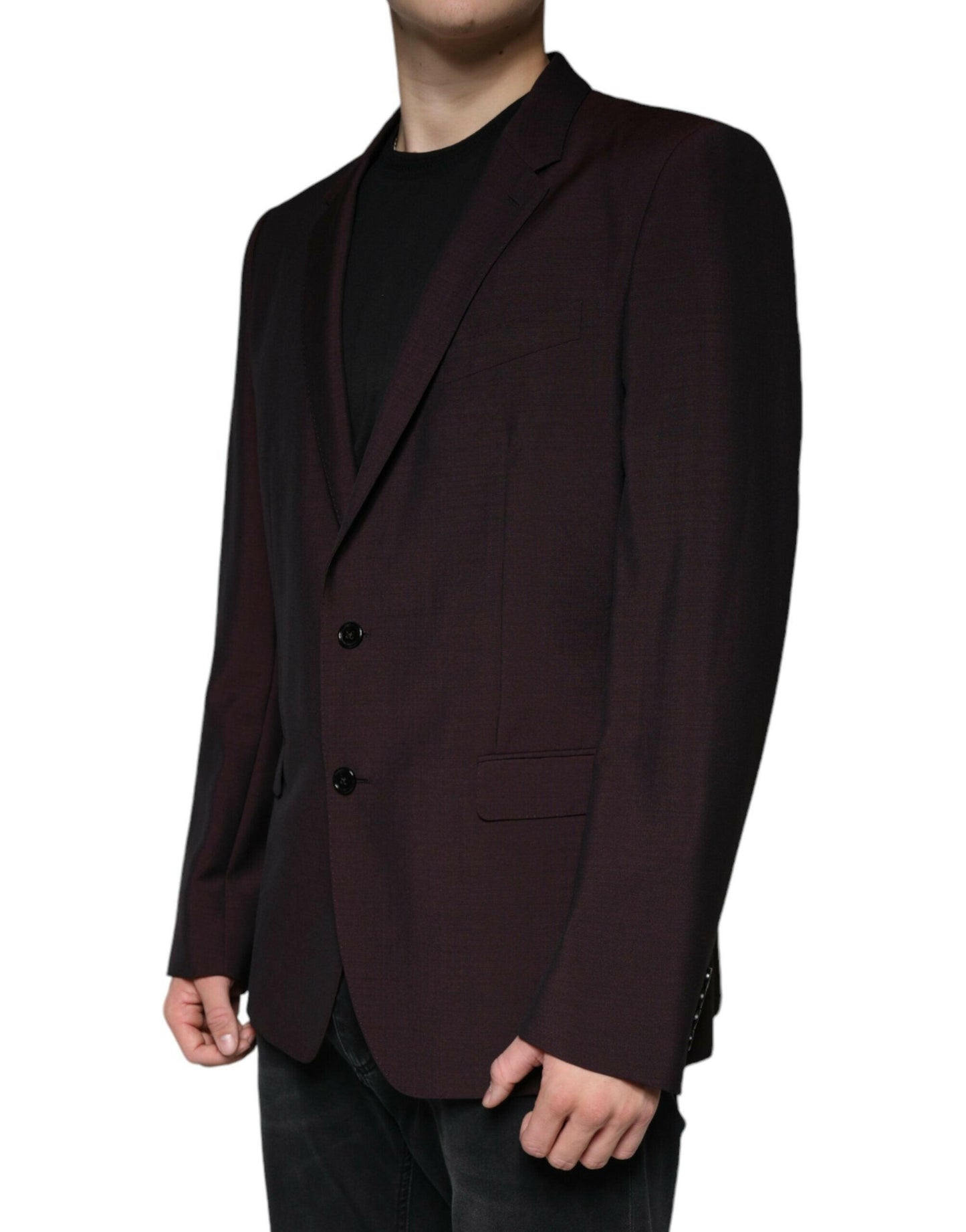 Dolce &amp; Gabbana – Einreihiger Blazer aus Wolle in Bordeaux
