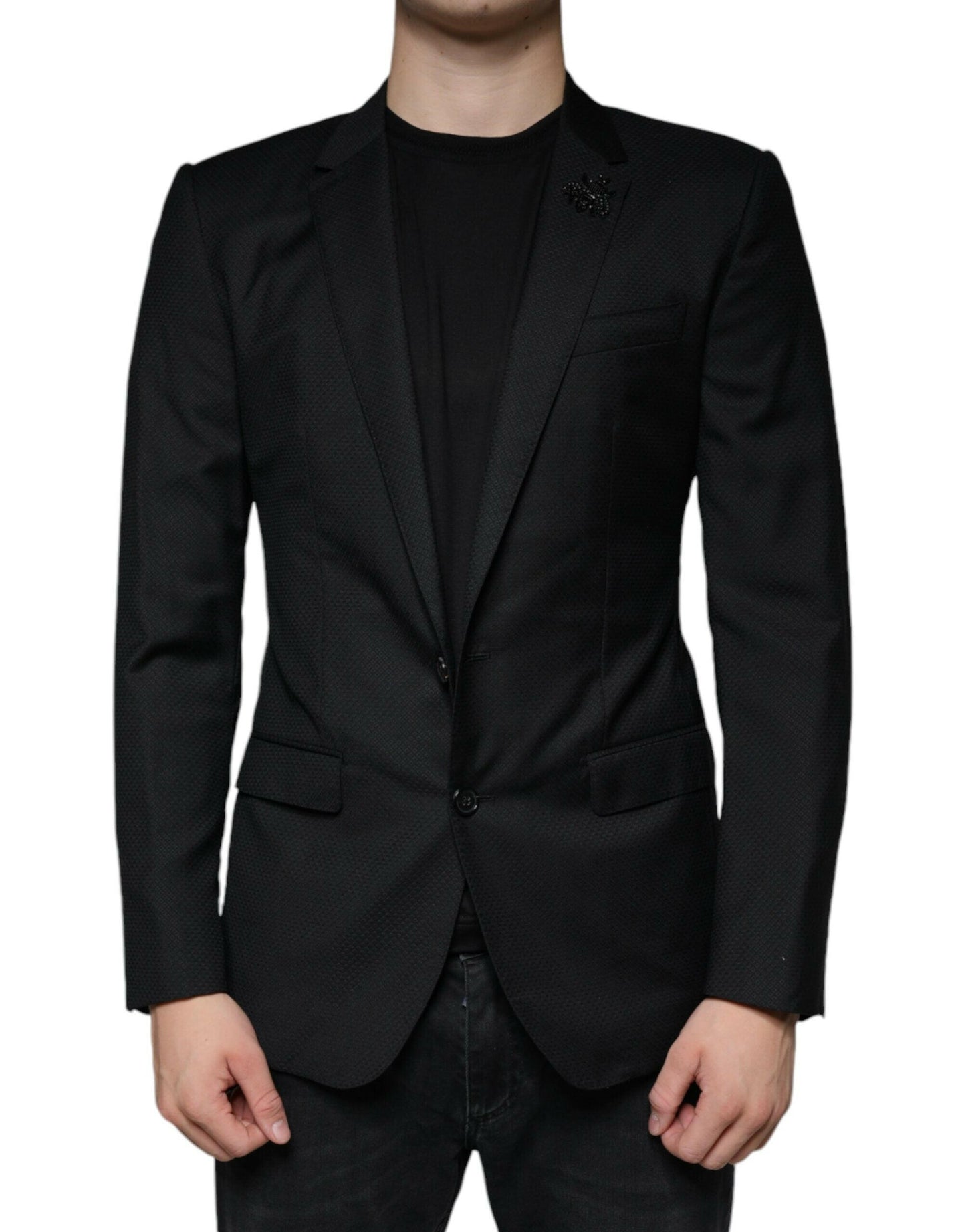 Dolce &amp; Gabbana Schwarzer MARTINI-Blazer mit einreihiger Biene