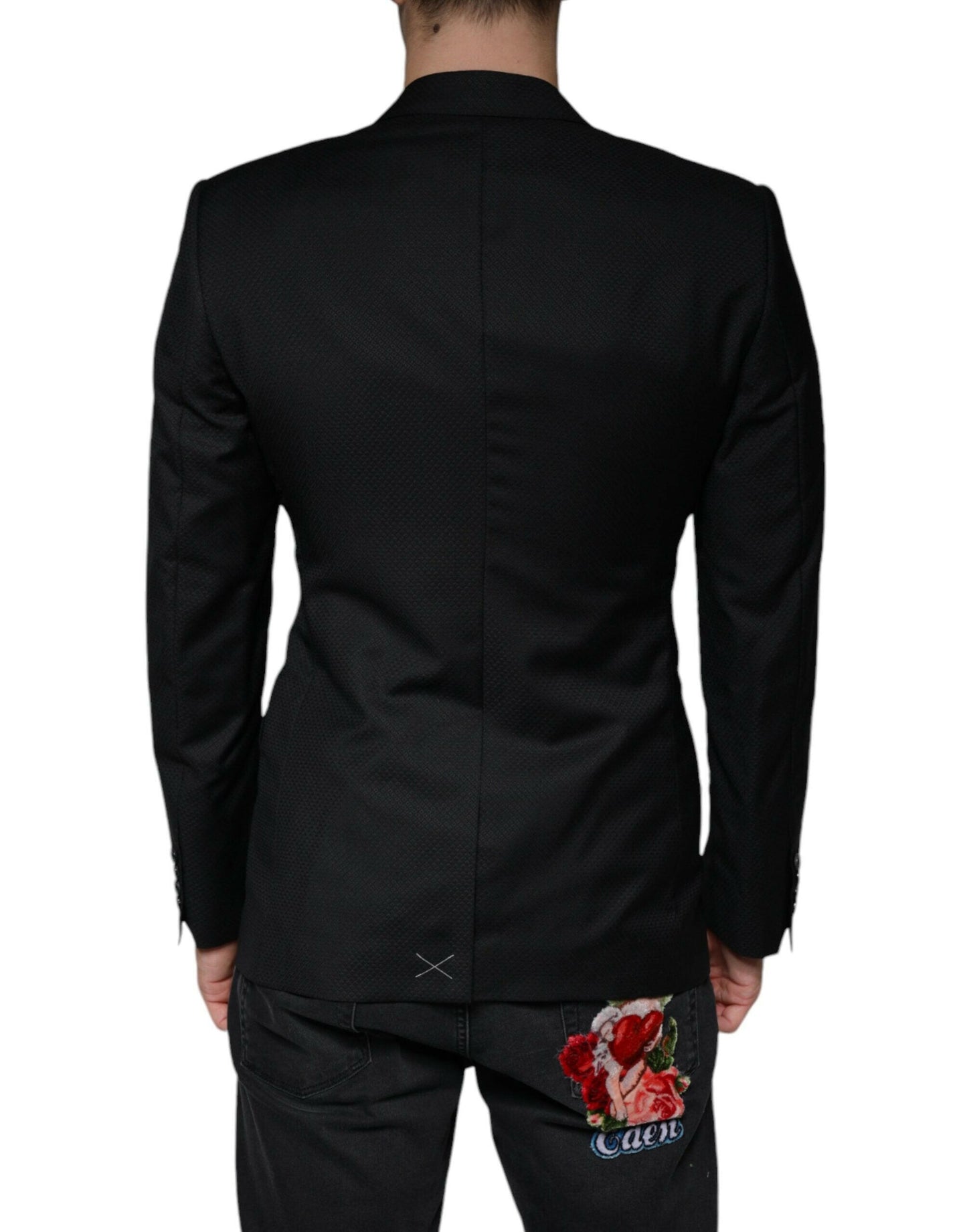 Dolce &amp; Gabbana Schwarzer MARTINI-Blazer mit einreihiger Biene