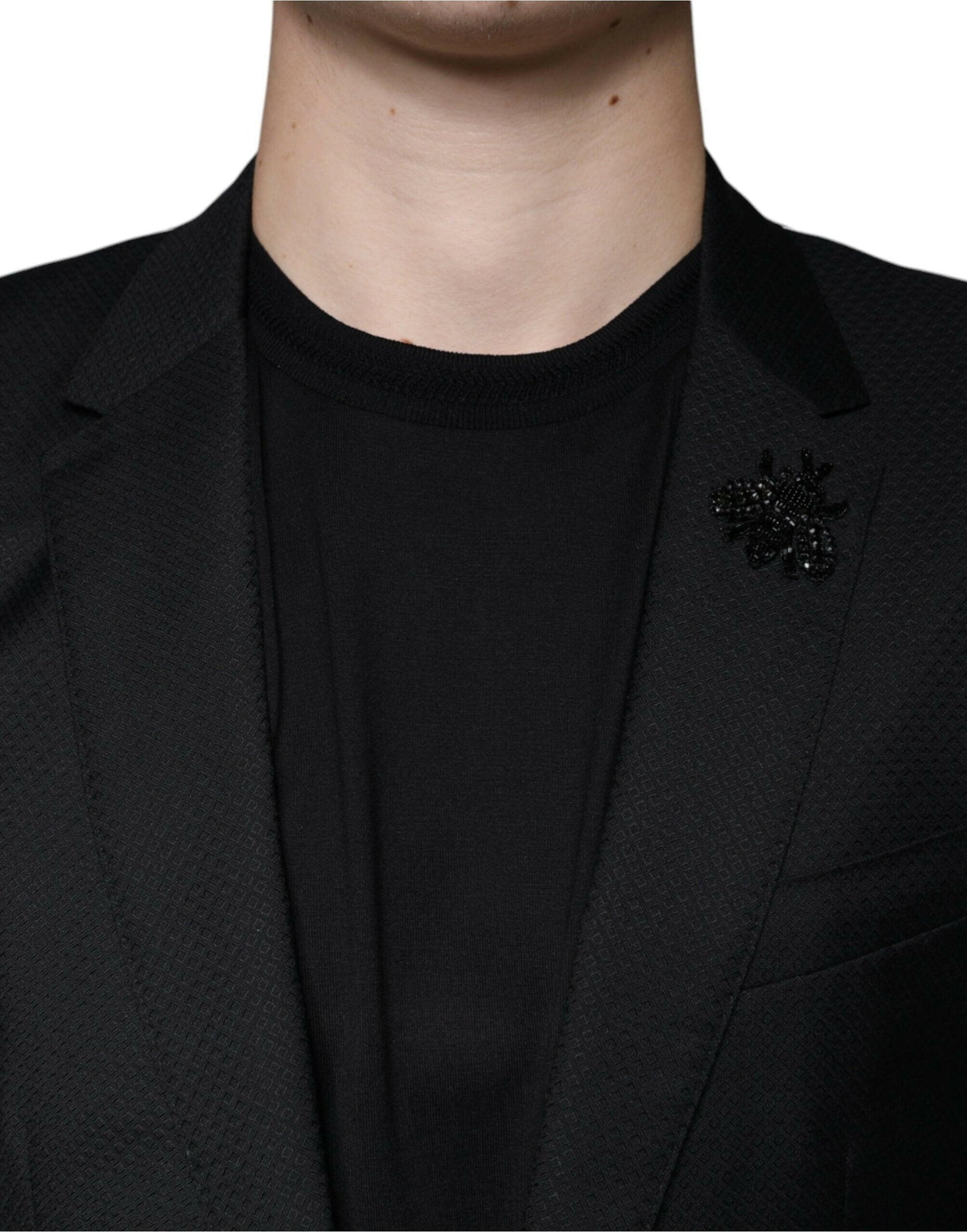 Dolce &amp; Gabbana Schwarzer MARTINI-Blazer mit einreihiger Biene