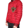 Dolce & Gabbana Red Quilted Bomber Gold Crown Logo Jacket