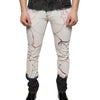 Dolce & Gabbana Black White Printed Skinny Men Denim Jeans