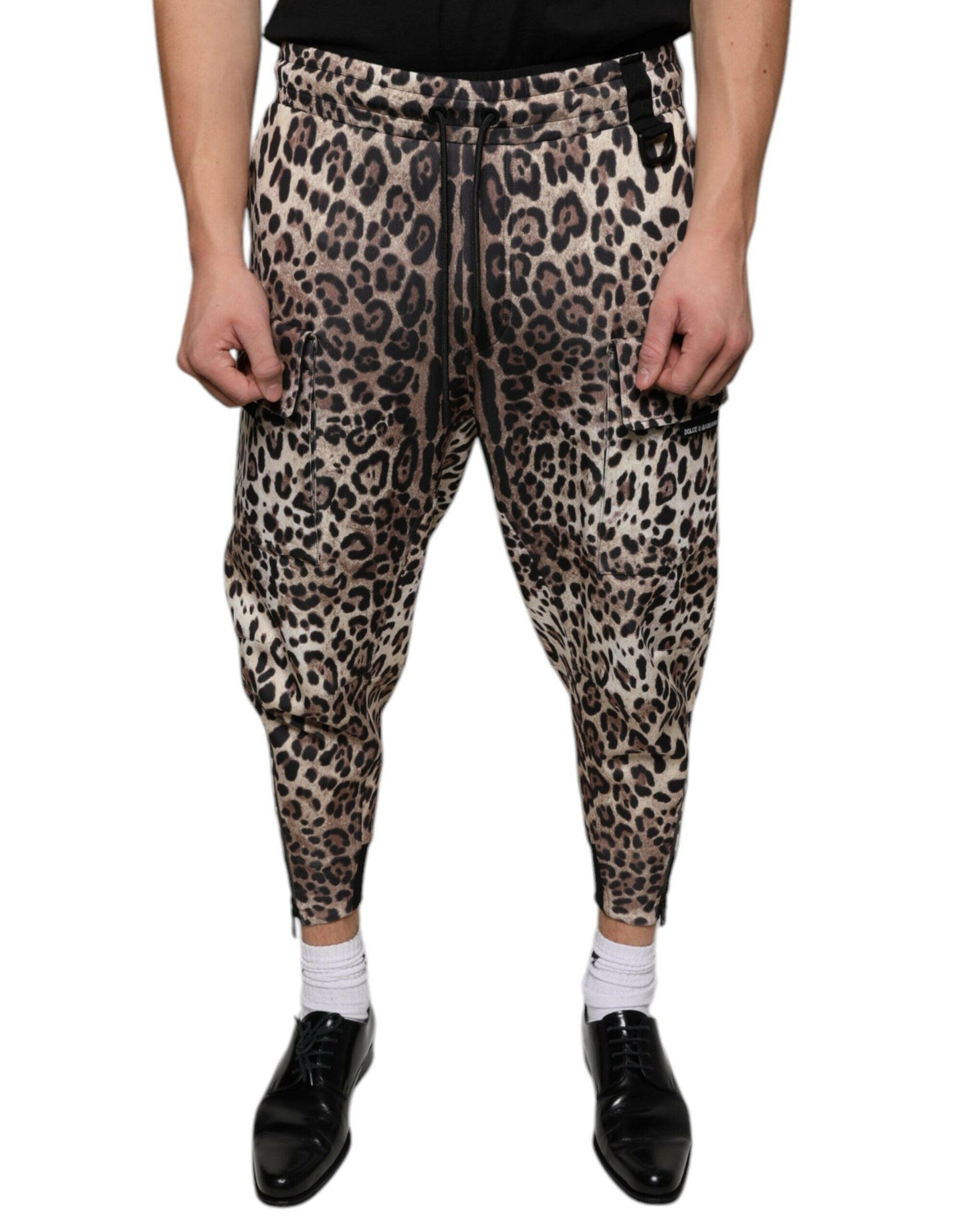 Dolce &amp; Gabbana Braune Jogginghose aus Polyester mit Leopardenmuster