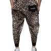 Dolce &amp; Gabbana Braune Jogginghose aus Polyester mit Leopardenmuster