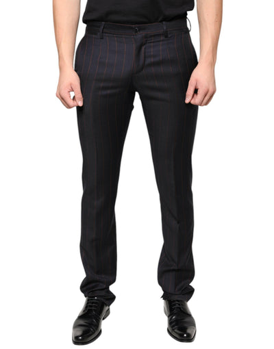 Dolce & Gabbana Black Stripes Skinny Men Dress Pants