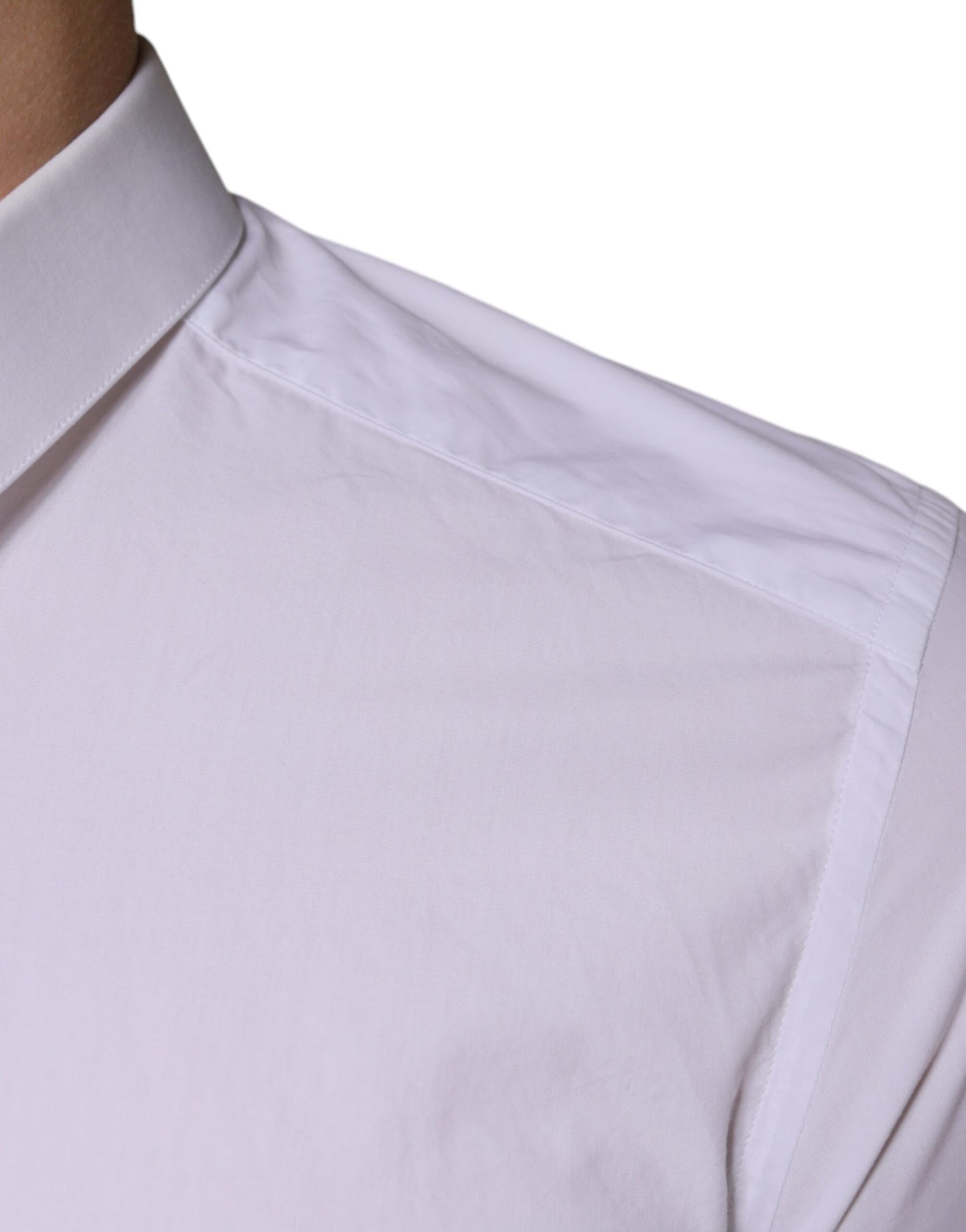 Dolce &amp; Gabbana Weißes Baumwollkleid GOLD Formales Hemd mit Kragen