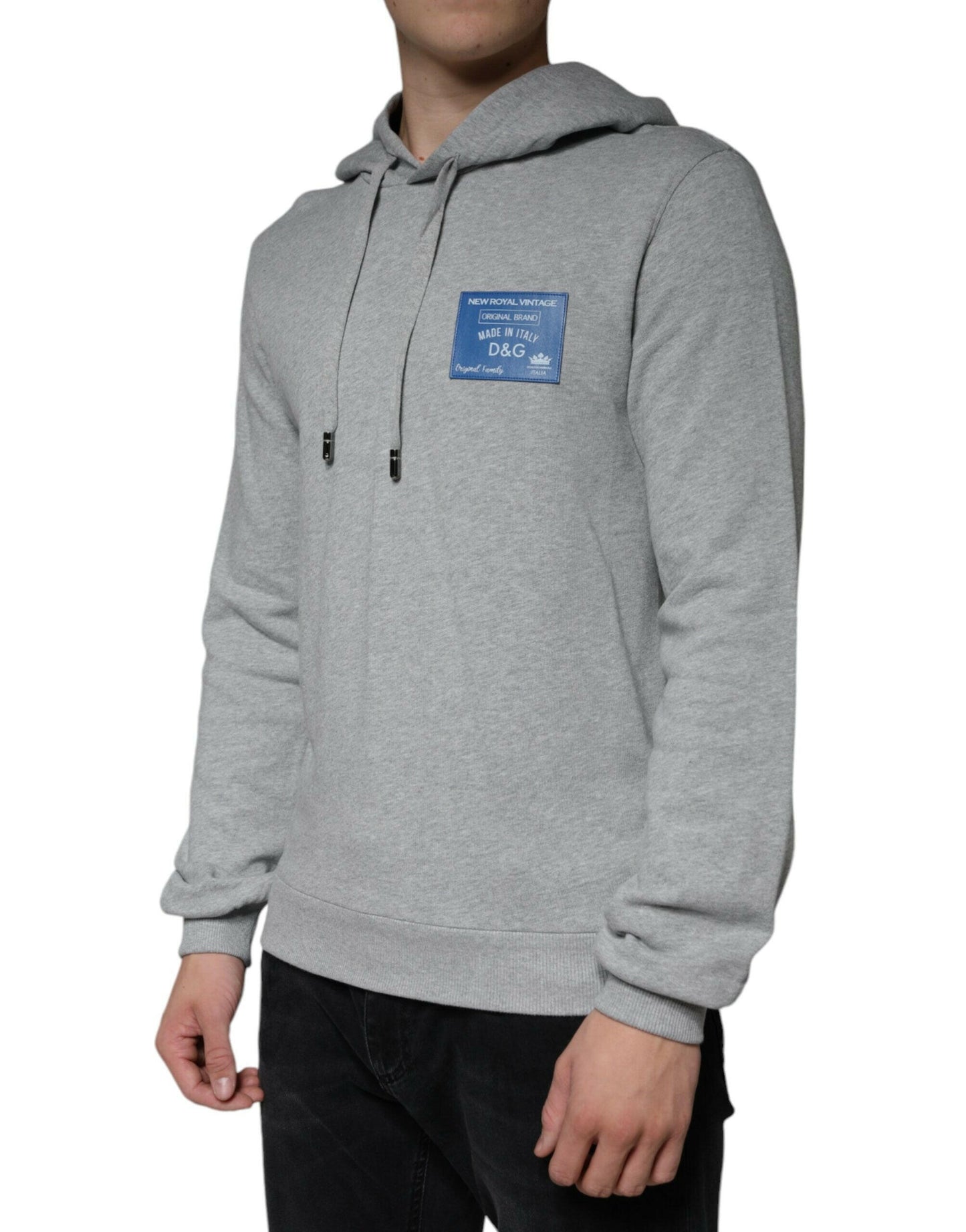 Dolce &amp; Gabbana Graues Baumwoll-Kapuzenpullover mit Logo