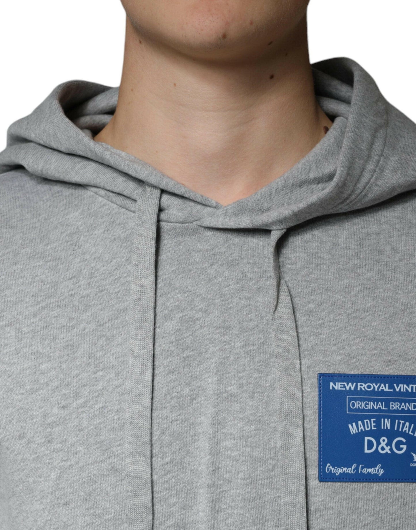Dolce &amp; Gabbana Graues Baumwoll-Kapuzenpullover mit Logo