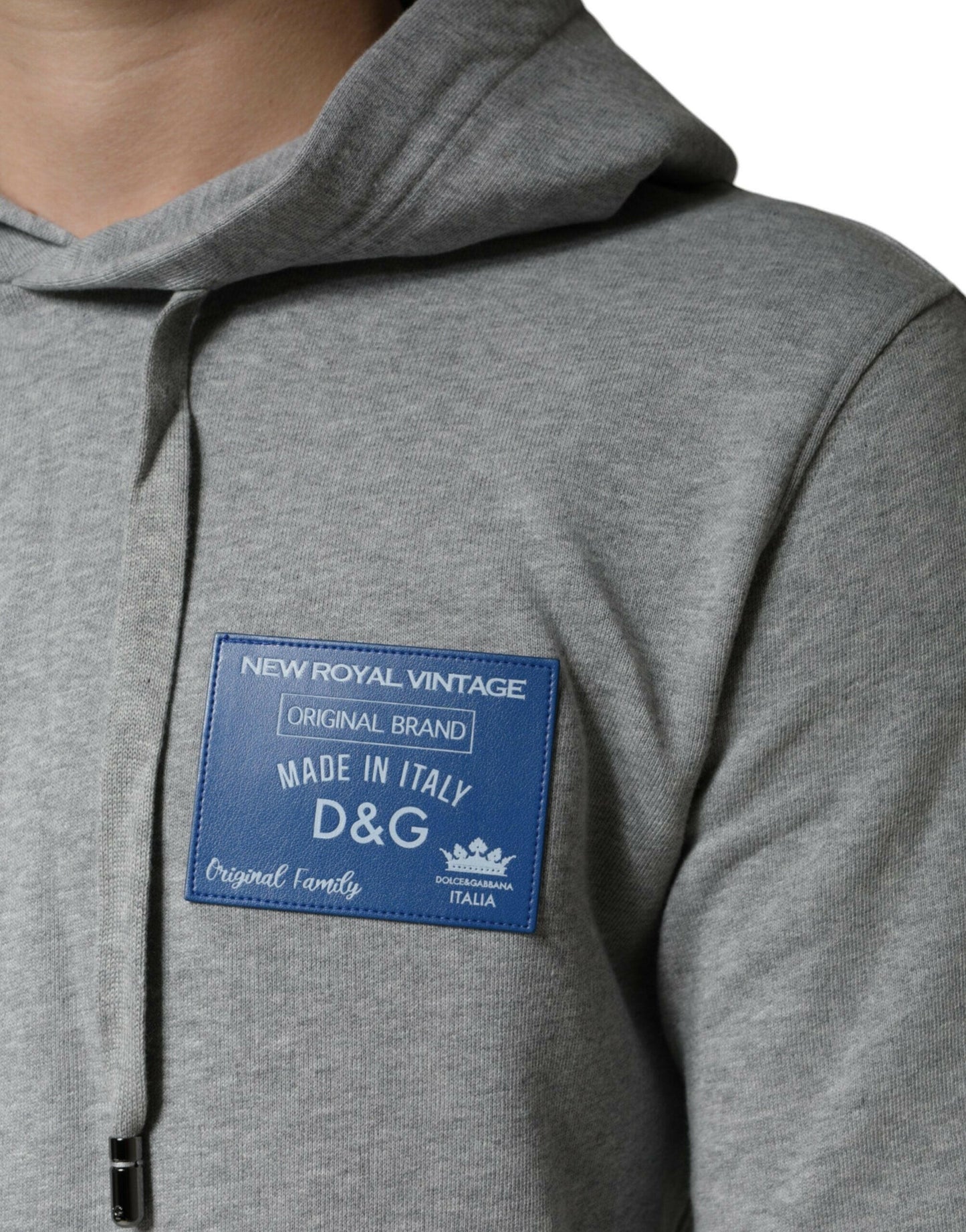 Dolce &amp; Gabbana Graues Baumwoll-Kapuzenpullover mit Logo