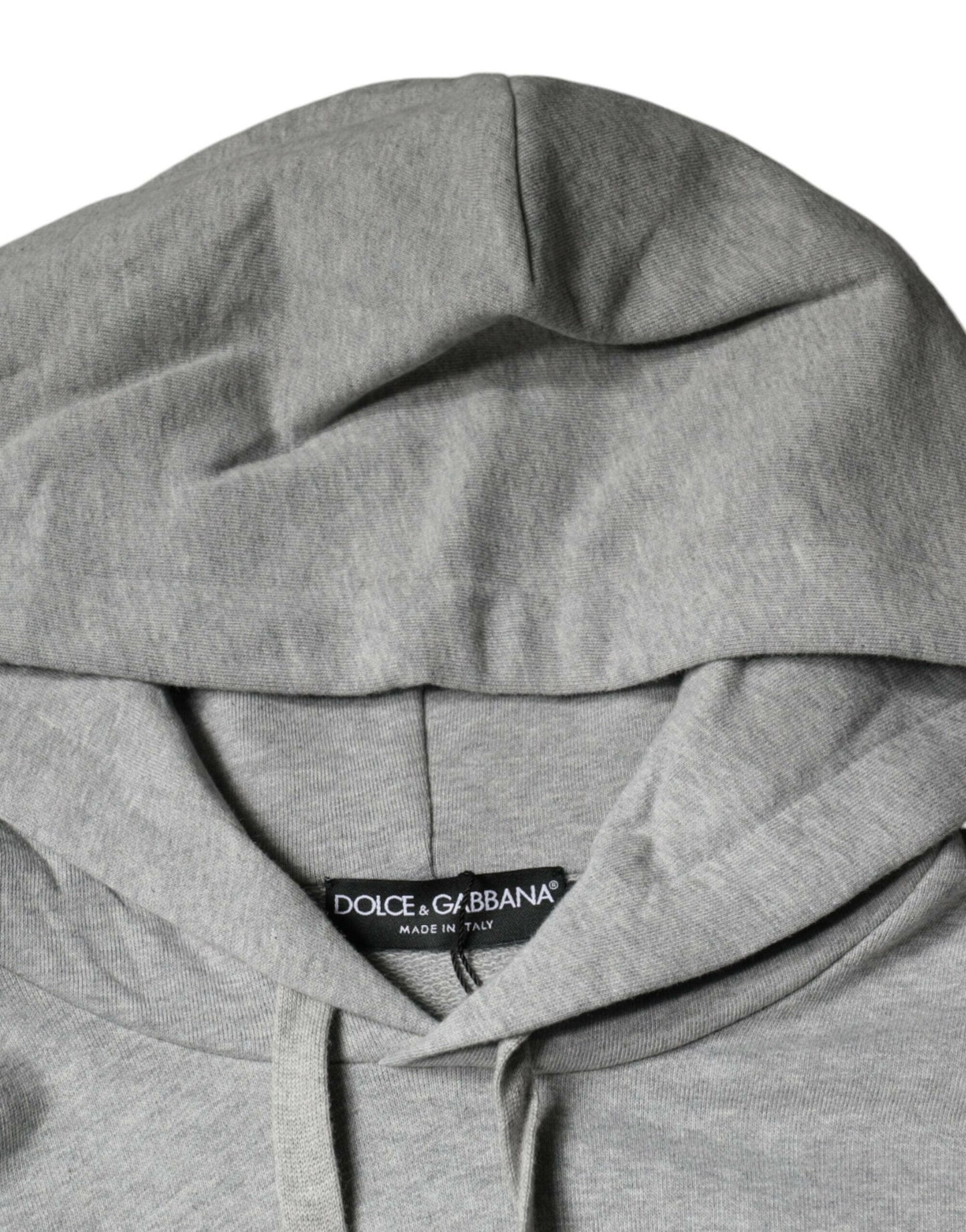 Dolce &amp; Gabbana Graues Baumwoll-Kapuzenpullover mit Logo