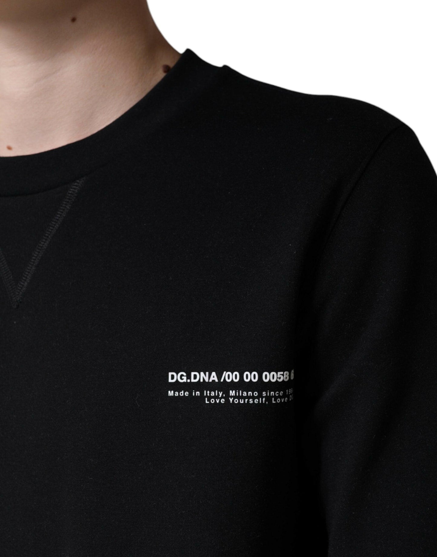 Dolce &amp; Gabbana – Schwarzes Sweatshirt mit Rundhalsausschnitt und Logo-Print